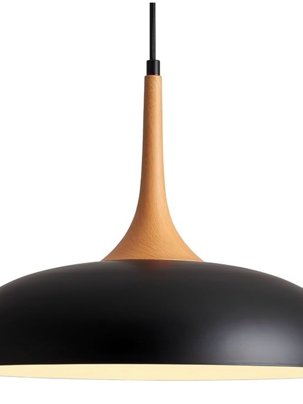 Modern Black Pendant Lamp with Wood Accent